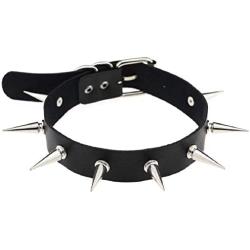 Punk Rock Gothic Black Rivet Leather Spiked Necklace Neckband Choker Adjustable