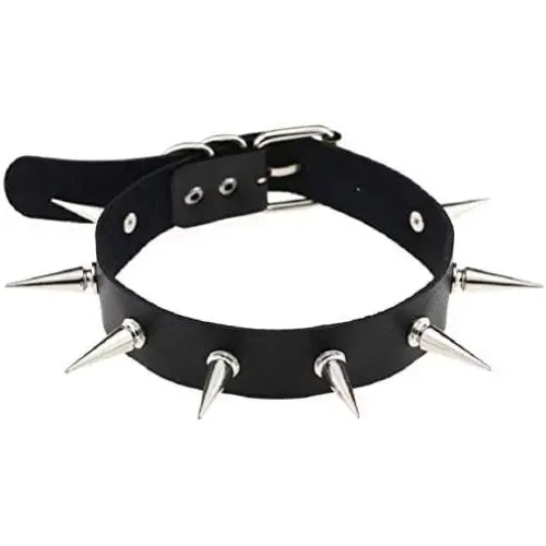 Punk Rock Gothic Black Rivet Leather Spiked Necklace Neckband Choker Adjustable Punk Rock Gothic Black Rivet Leather Spiked Necklace Neckband Choker Adjustable