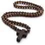COLORFUL BLING Classic Natural Wood Beads Cross Pendant Necklace for Men Women Religious Rosary Jewelry Handmade Prayer Accessories COLORFUL BLING Classic Natural Wood Beads Cross Pendant Necklace for Men Women Religious Rosary Jewelry Handmade Prayer Accessories