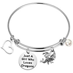 FAADBUK Funny Dragons Bracelet Animal Lover Gift Just A Girl Who Loves Dragons Jewelry Bracelet Dragons Lover Gift Dragons Jewelry