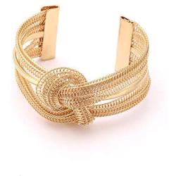 BSJELL Knot Cuff Bracelet Wide Open Cuff Bangle Bracelet Metal Twisted Hollow Hoop Bangles Cuff Jewelry for Women Girls