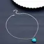 Jovono Blue Turquoise Pendant Necklaces Dainty Necklace Chain Jewelry for Women and Girls (Silver)