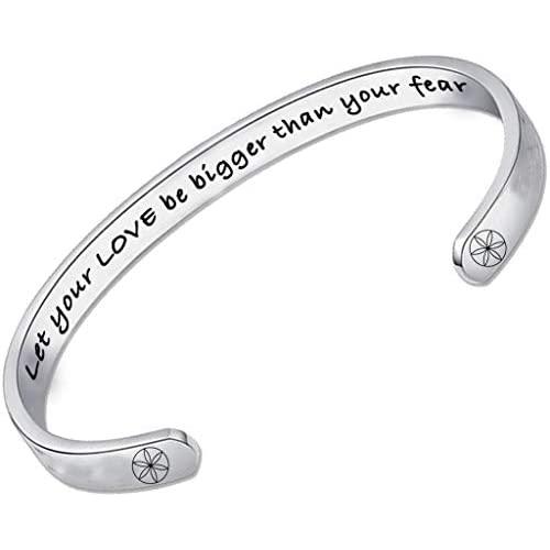 QUANTHOR Inspirational Bracelets for Women, Secret Message Love Bracelet, Jewelry for Women, Cuff Bangle, Friendship Gifts for Women to Inspire Them by QuanThor