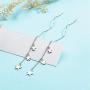 Tiny Star Wave Long Threader Chain Dangle Drop Hanging Earrings for Women Teen Girls Dainty Cute White Gold Plated Hypoallergenic Sensitive Ears Crawler Jewelry Gifts for Daughter Granddaughter