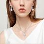 Lavencious 925 Sterling Silver Necklaces and Earrings Jewelry Set for Women, Round/Oval White Opal/Clear Cubic Zirconia CZ Stones with Italian Box Chain