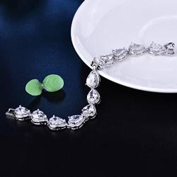 Syink Bridal Jewelry Set for Wedding Party Crystal CZ Zircon Earrings Bracelets Necklace Jewelry Set 3pcs Silver Tone