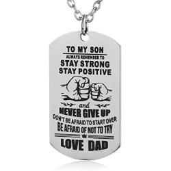 FAYERXL Hand Stamped Dog Tag-You are Braver Than You Believe-Pendant Necklace Inspirational Gifts for Son Daughter…