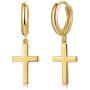 Fettero Gold Huggie Hoop Earrings Star Cross Lock Lightning Spike Evil Eye Fan Bead Dangle Drop Snake Sleeper 14K Gold Plated Dainty Minimalist Simple Boho Hypoallergenic Jewelry Gift for Women Men