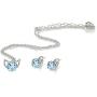 Sterling Silver Genuine, Created or Simulated Gemstone Round Solitaire Choker Necklace and Stud Earrings Set