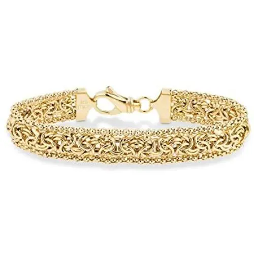 MiaBella 18K Gold Over Sterling Silver Italian Byzantine Beaded Mesh Link Chain Bracelet for Women 6.5, 7, 7.5, 8 Inch 925 Handmade in Italy MiaBella 18K Gold Over Sterling Silver Italian Byzantine Beaded Mesh Link Chain Bracelet for Women 6.5, 7, 7.5, 8 Inch 925 Handmade in Italy