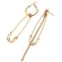QIAN0813 Fashion Long Tassel Asymmetric Safety Pin Chain U Shaped Drop Earring Exaggerate Dangle Earrings for Women Men Punk Jewelry