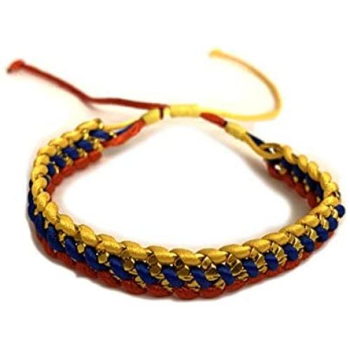CharmsOfTheWorld Handmade Adjustable Bracelet from Medellin - Colombia Flag Colors - Italian Thread and Aluminum