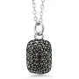 Gem Stone King 925 Sterling Silver Marcasite Pendant Necklace With Black Diamond Accent On 18 Inch Chain