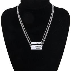 MAOFAED Big Middle Little Sister Necklaces Bar Necklace Gift for Sister Family Love Necklace