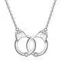 Sterling Silver Handcuff Heart Necklace for Women Girls Dainty Interlocking Statement White Gold Pendant Jewelry Gifts Partners in Crime Best Friend Necklaces