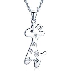 Infinite U Womens Giraffe Pendant Necklace in 925 Sterling Silver with 45cm Chain,Rose Gold/Silver