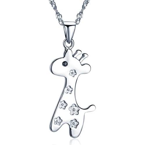 Infinite U Womens Giraffe Pendant Necklace in 925 Sterling Silver with 45cm Chain,Rose Gold/Silver