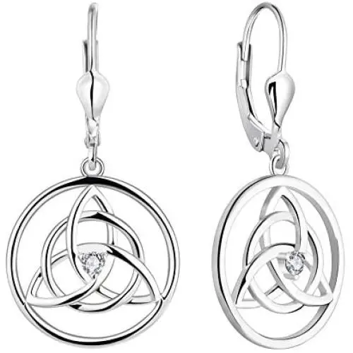 YL Celtic Knot Earrings 925 Sterling Silver Created Amethyst/Aquamarine/Ruby/Emerald/Cubic Zirconia Trinity Leverback Earrings Love Knot Dangle Drop Jewelry YL Celtic Knot Earrings 925 Sterling Silver Created Amethyst/Aquamarine/Ruby/Emerald/Cubic Zirconia Trinity Leverback Earrings Love Knot Dangle Drop Jewelry