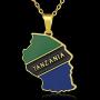 Gold Color Tanzania Country Map Flag Pendant Necklaces for Women Men Tanzanian Maps Jewelry Gifts