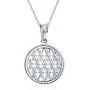 Religious Round Disc Medal Guardian Angel Cherub Pendant Necklace For Women For Teen 925 Sterling Silver