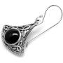 Silvershake Created Black Onyx 925 Sterling Silver Triquetra Celtic Knot Dangle Hook Earrings