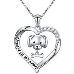 Animal Dog Necklaces Puppy Pendant Dog with Bone Necklace S925 Sterling Silver Birthday Gift for Women Teen Girls Birthday Gifts