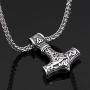 CANNE Thors Hammer Odin Mjolnir Viking Stainless Steel Necklace Pendant Norse Celtic Amulet Jewelry Necklace for Men Women