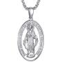 GoldChic Jewelry Customized Cross INRI Crucifix/Miraculous Virgin Mary Charm Pendant with Chain, Christain Jewelry Women Men, 18K Gold/Black Rhodium Plated/Stainless Steel Jesus Necklace