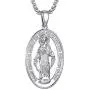 GoldChic Jewelry Customized Cross INRI Crucifix/Miraculous Virgin Mary Charm Pendant with Chain, Christain Jewelry Women Men, 18K Gold/Black Rhodium Plated/Stainless Steel Jesus Necklace