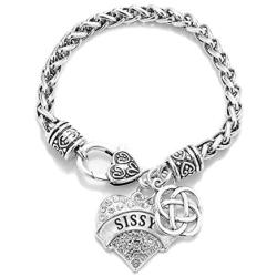 Inspired Silver - Silver Pave Heart Charm Bracelet with Cubic Zirconia Jewelry