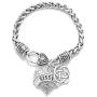 Inspired Silver - Silver Pave Heart Charm Bracelet with Cubic Zirconia Jewelry