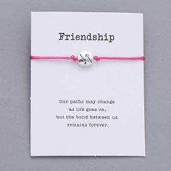 Pipitree Friendship Bracelet Charm Bracelet for Best Friends - Bracelet Gift Card Braided Wish Bracelet for You Care Everyone（4Pcs）