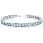 16.75 Carats Swiss Blue Topaz Tennis Bracelet Sterling Silver Princess Cut 16.75 Carats Swiss Blue Topaz Tennis Bracelet Sterling Silver Princess Cut