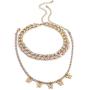 N/Q 2 Pcs 14 K Gold Silver Plated Hip Hop Shiny Rhinestone Chunky Chain Butterfly Necklaces Punk Rock Crystal Cuban Link Chain Choker Collar Necklace for Women Girls Personality Jewelry
