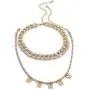 N/Q 2 Pcs 14 K Gold Silver Plated Hip Hop Shiny Rhinestone Chunky Chain Butterfly Necklaces Punk Rock Crystal Cuban Link Chain Choker Collar Necklace for Women Girls Personality Jewelry
