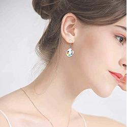 Fashion Design Paint Brush And Colorful Paint Palette Drop Earrings Artist Painter Jewelry