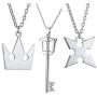 PPX 3 Pieces Set Kingdom Hearts Soras Crown & Roxass Cross Necklaces Anime Cosplay Figure Pendant for Fans