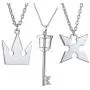 PPX 3 Pieces Set Kingdom Hearts Soras Crown & Roxass Cross Necklaces Anime Cosplay Figure Pendant for Fans