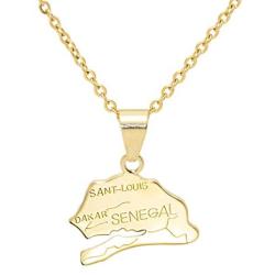 Fusamk Fashion Plated 18K Gold Senegal Map Pendant Necklace,20'' Chain