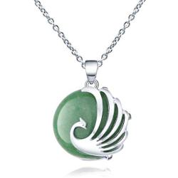Nobranded Peacock Crystal Pendant Necklace Chakra Healing Womens Pendant Meditation Aura Stone Jewelry Lucky Blessing Gift