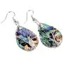 SUNYIK Natural Abalone Shell Tree of Life Dangle Earrings & Shell Half-Moon Pendant Necklace Jewelry Set