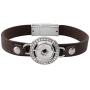 Mini Snap Jewelry Brown Rhinestone Halo Magnetic Leather Bracelet Holds 12mm Snaps