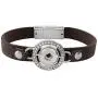 Mini Snap Jewelry Brown Rhinestone Halo Magnetic Leather Bracelet Holds 12mm Snaps