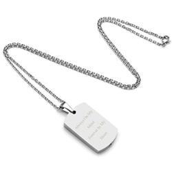 PiercingJ Personalized Custom Name Anniversary Calendar Stainless Steel Military Dog Tags ID Pendant Urn Memorial Container Necklace Ash Keepsake Cremation Jewelry, 24''