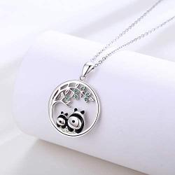 Panda Necklace Jewelry 925 Sterling Silver Cute Animal Pendant Necklace Gifts for Women Mother Daughter