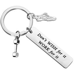 CENWA Gym Workout Jewelry Don’t Wish for It Work for It Keychain Fitness Trainer Gift Bodybuilding Jewelry Runner Workout Exercise Jewelry