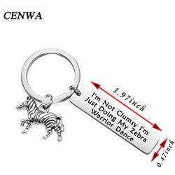 CENWA Zebra Warrior Gift Ehlers Danlos Syndrome EDS Awareness Ribbon Jewelry EDS Warrior Fibro Awareness I’m Doing My Zebra Warrior Dance Keychain