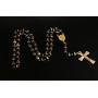 Christian Catholic Black Silver Stainless Steel Beads Crucifix Religious Long Rosary Necklace
