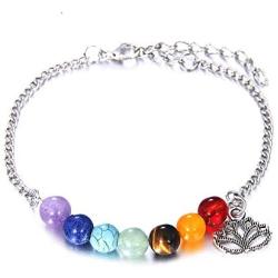 Eiffy 7 Chakra Bracelets Y Necklace Natural Stone Link Beads Lotus Flower Bangle for Women Men Adjustable Ankle Balance Yoga Jewelry