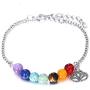 Eiffy 7 Chakra Bracelets Y Necklace Natural Stone Link Beads Lotus Flower Bangle for Women Men Adjustable Ankle Balance Yoga Jewelry
